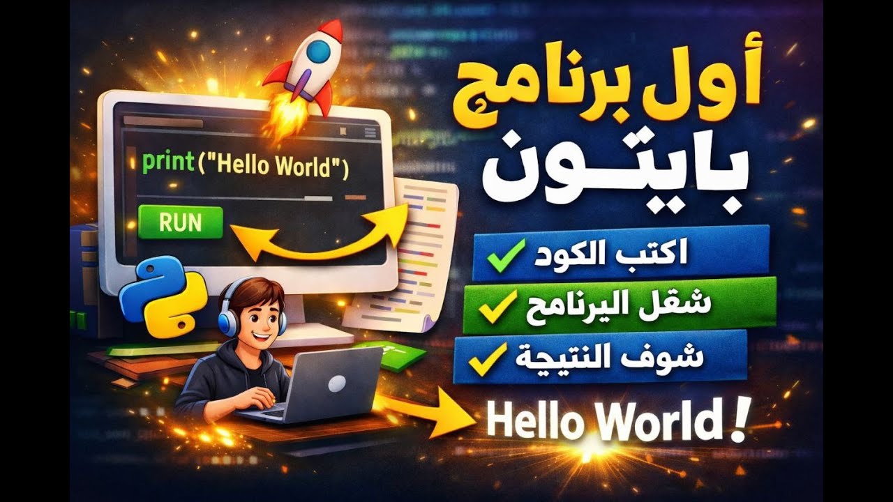 ول برنامج بايثون في حياتك | Hello World خطوة بخطوة