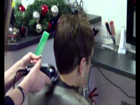 Haircut Lady In Barber Shop pt1 - YouTube