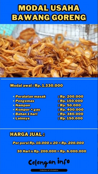 RINCIAN MODAL USAHA BAWANG GORENG | IDE BISNIS RUMAHAN #75