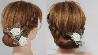 三つ編み込みで作る簡単まとめ髪/大人シニヨン ヘアアレンジ