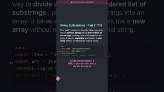 � String Split Method - Part 61/715 - Production Code Tip #shorts #javascript