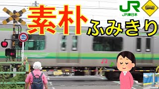 【踏切】住宅街素朴 踏切　JR横浜線　Japan Railway crossing JR Yokohama LINE RAILWAY(Kanagawa japan)