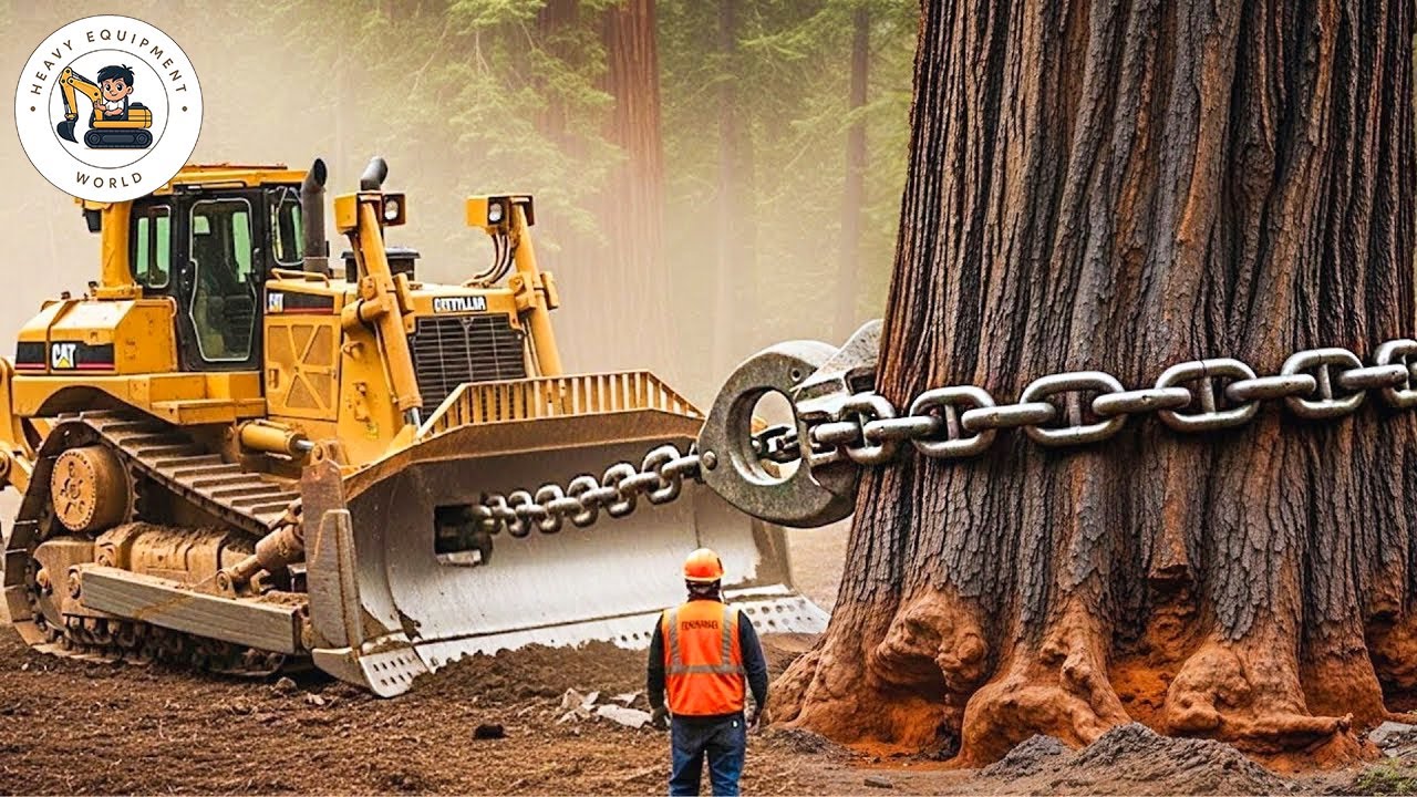 Экстремально опасные и быстрые большие бензопилы для валки деревьев | Экскаватор-монстр для удале...