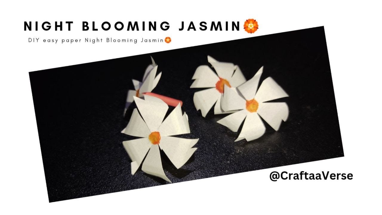 Night Flowering Jasmine || Easy Paper Shiuli Ful Making | CraftaaVerse
