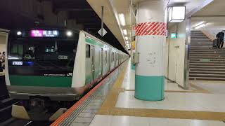 E233系7000番台ハエ112編成が大宮駅20番線を発車する動画