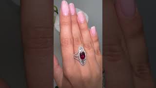 Stunning Blood Red Ruby Between Two Pear Shaped Diamonds💎🩸#ruby #short