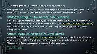 Managing the Behavior and Visibility of Custom Drop-Down DOM-Elements in JavaScript