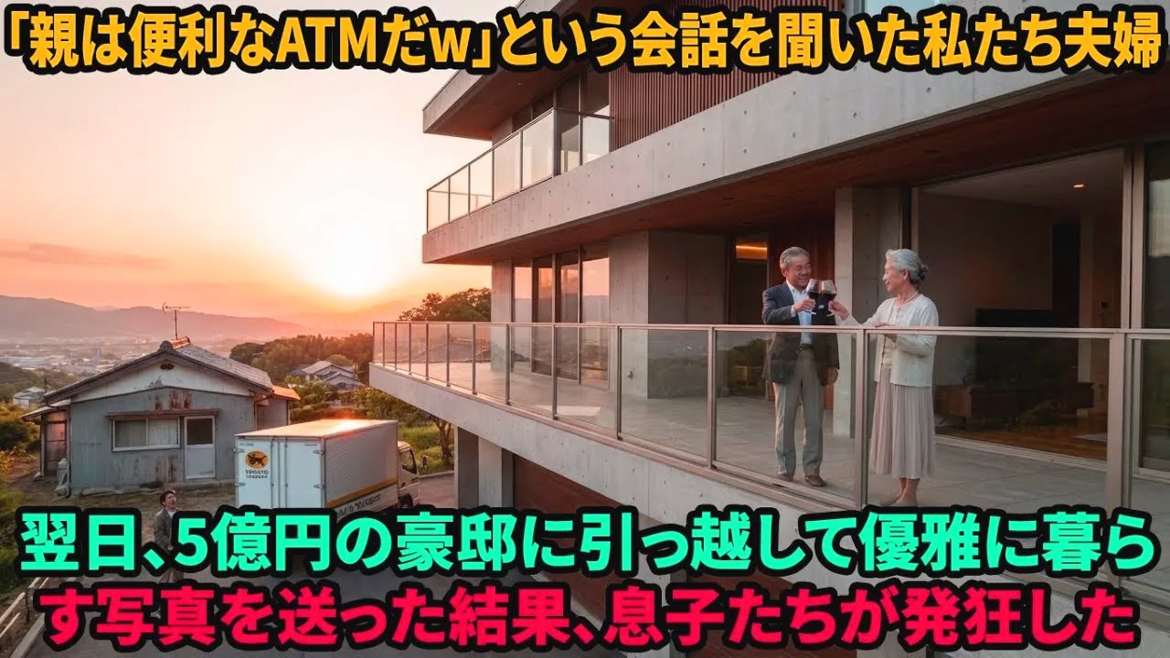 【スカッと】「親は家政婦兼ATMw」と陰口を叩く息子夫婦。私たちが黙って5億円の豪邸へ引っ越し、表札を外して姿を消した結果w【シニアライフ】【60代以上の方へ】