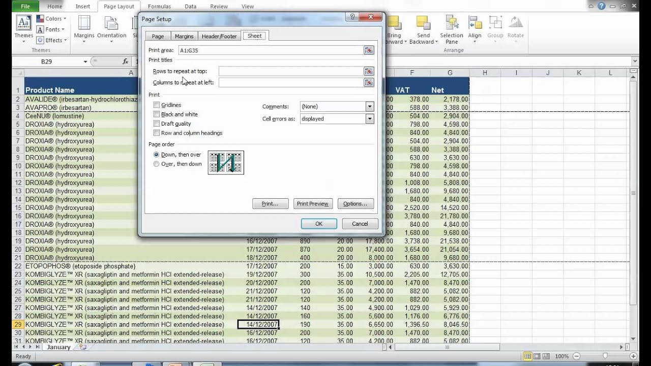 Printing A Large Excel Worksheet To Multiple Pages Youtube