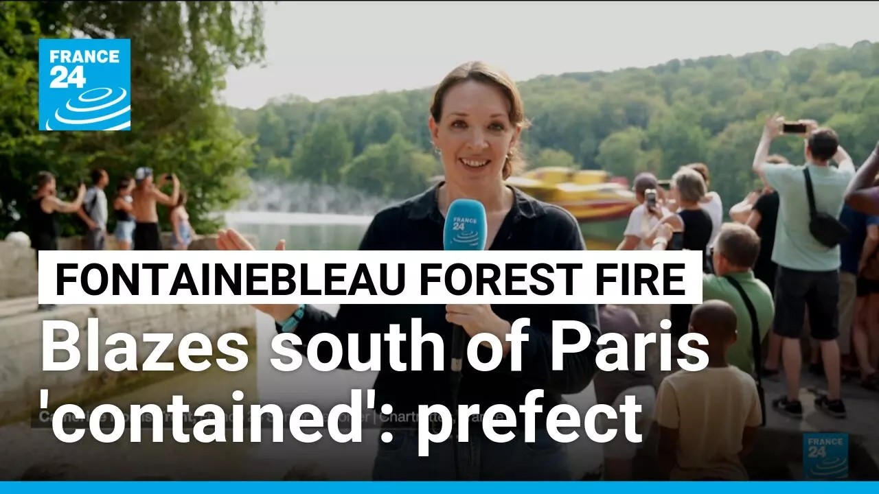 Fontainebleau forest fires: blazes south of Paris 'contained' but not extinguished, prefect says