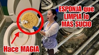 ✅ ESPONJA QUE LIMPIA LO MAS SUCIO| LIMPIAMOS UN BAÑO MUY SUCIO Y LACOCINA LLENA DE GRASA MUY FACIL