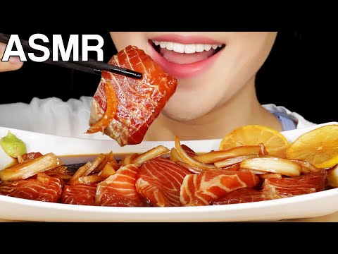 <strong>ASMR</strong> <strong>Soy</strong> Sauce Marinated Salmon Sashimi Eating Sounds Mukbang 간장연어장 먹방