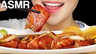 ASMR Soy Sauce Marinated Salmon Sashimi Eating Sounds Mukbang 간장연어장 먹방