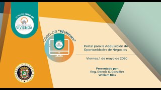 WEBINAR: Portal CDBG-DR | División de Adquisiciones WEBINAR: Portal CDBG-DR | División de Adquisiciones