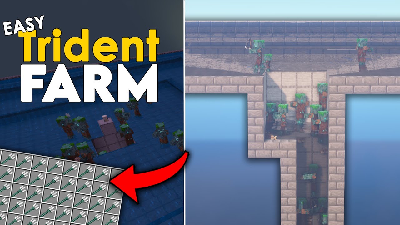 Trident Farm Java Easy AUTOMATIC TRIDENT FARM in Minecraft Bedrock Edition Tutorial 1.17 (MCPE ...