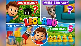 Who Is Hiding? Where Is the Cat? Find the Color Song &amp; Five Little Ducks | LeoLand Nursery Rhymes