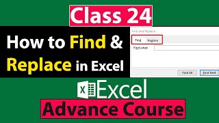 How to Use Find and Replace Option in Excel in Urdu - Class No 24