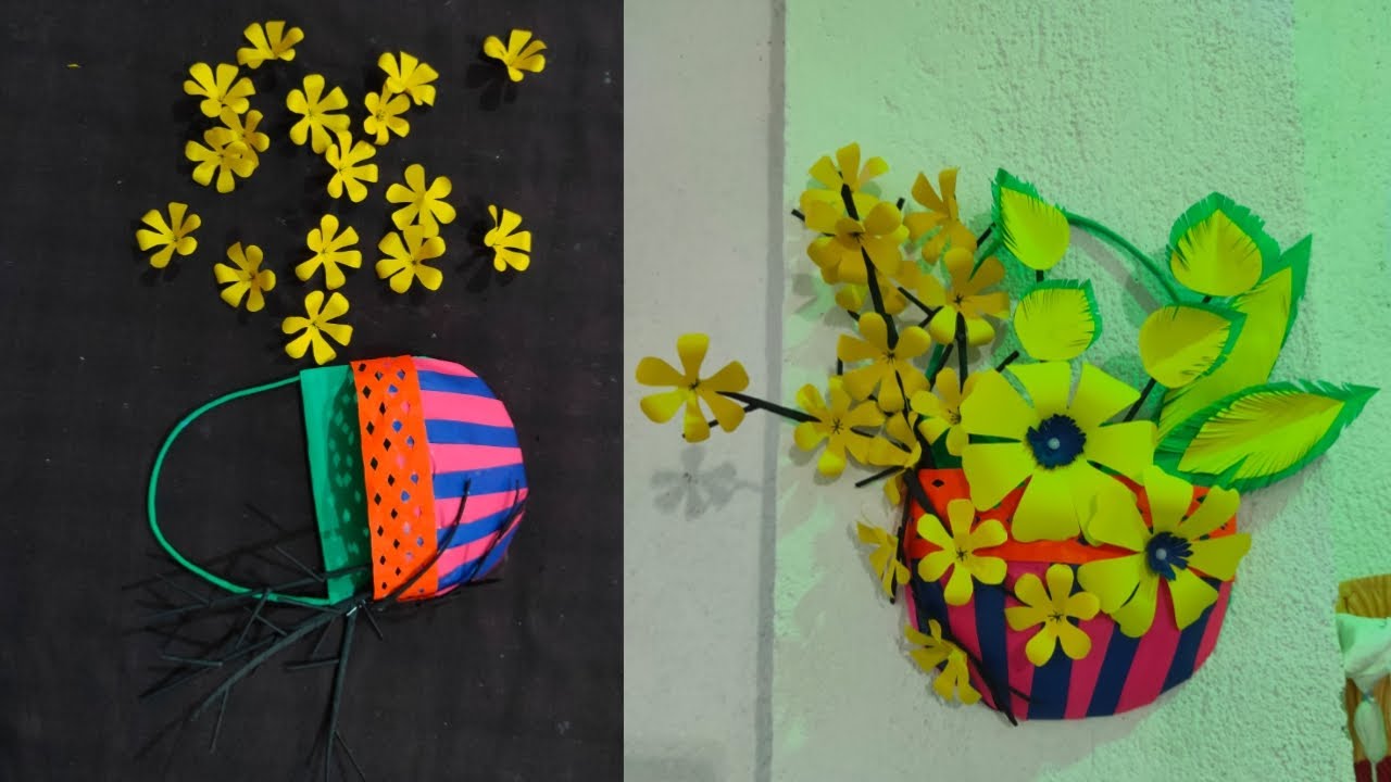How to make Paper flower pot Craft ideas craft art ️ YouTube