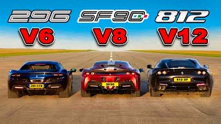 Ferrari V12 vs V8 vs V6: ARRANCONES