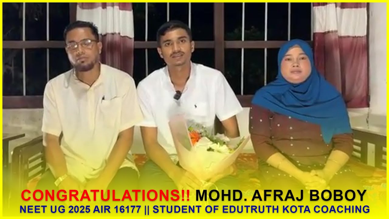Congratulations!! Mohd. Afraj Boboy || NEET UG 2025 AIR 16177 || Student of Edutruth Kota Coaching