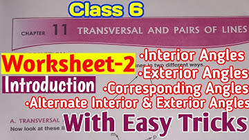 |DAV Class 6 Maths Transversal and Pair of lines Worksheet-2 Introduction|Study With Deep|