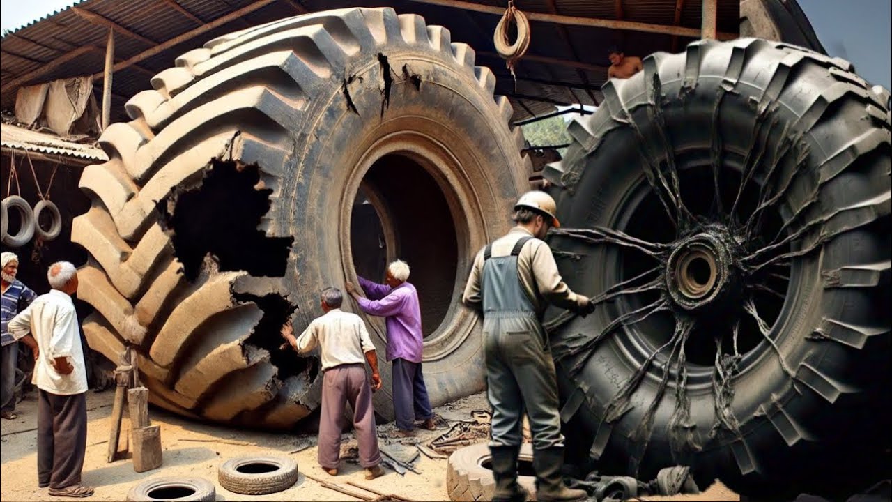 Complete Procedure of Repairing Huge Tyre With Amazing Technique - YouTube