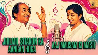 Lata Mangeshkar x Mohammed Rafi ❤️ | Jhilmil Sitaron Ka Aangan Hoga x Aaj Mausam Ki Masti | Fusion