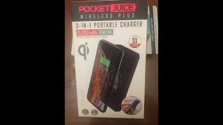 Walmart clearance unboxing PocketJuice Tzumi 10,000mah portable wireless charger dual usb battery
