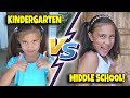 KINDERGARTEN VS. MIDDLE SCHOOL!!! First Day of School Morning Routine!