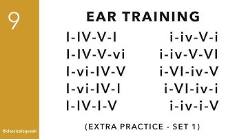 I-IV-V-I, I-IV-V-vi, I-vi-IV-V, I-IV-I-V, etc. (RCM Level 9 Chord Progression Ear Training) | Set 1