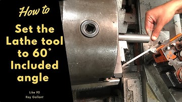 Lathe set up to cut  30 Degree chamfer or 60 degree included angle