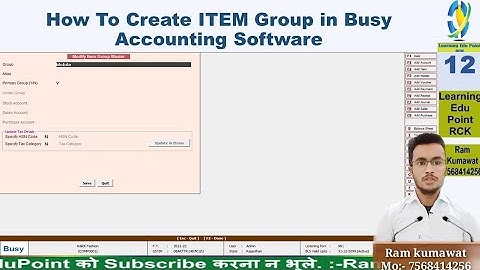 12 How To Create ITEM Group in Busy Accounting Software