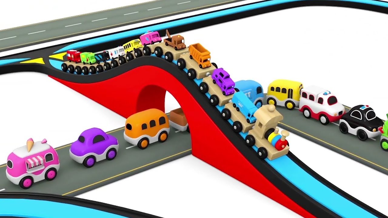 Betty and Bunny Play with Cars on Multi Track Parking Toy