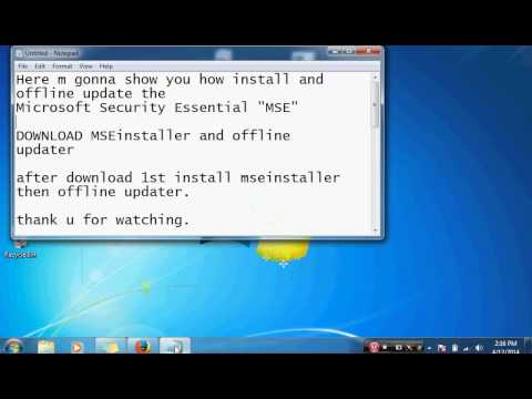 install and offline update MICROSOFT SECURITY ESSENTIAL MSE