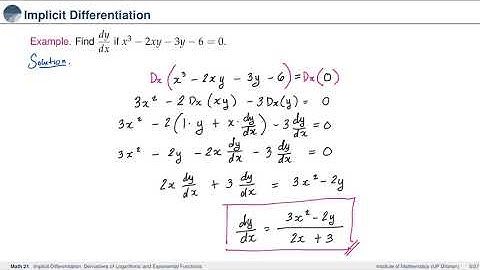 [Math 21] Lec 2.3 Implicit Differentiation, Derivatives of Exp and Log Functions (Part 1 of 3)