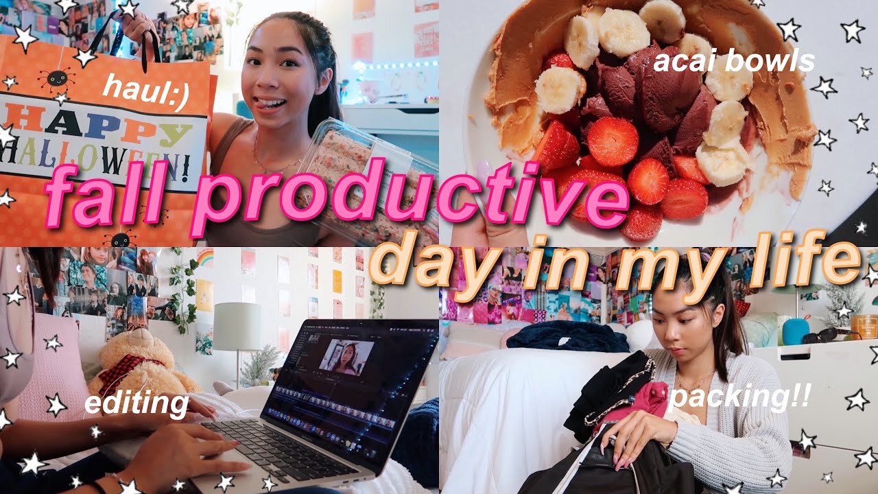 fall productive day in my life :) *packing, youtube, spooky haul* - YouTube