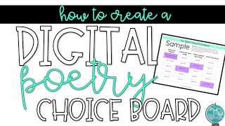 How to Make a Digital Poetry Choice Board: A Distance Learning Lesson for Middle & High School ELA