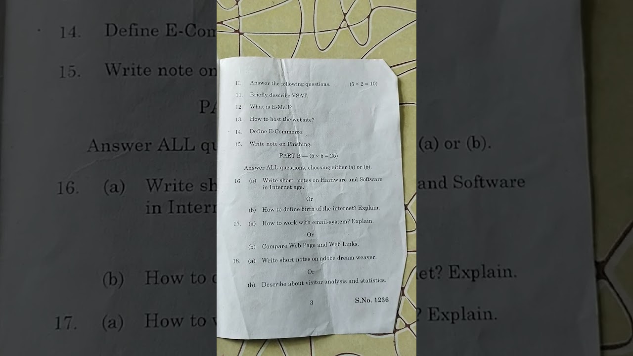 "Fundamentals of Internet"question paper| Bharathidasan university