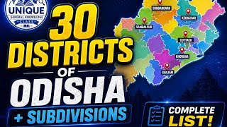 Subdivisions of 30 Districts of ODISHA/Complete Subdivisions list /Odisha'sSubdivisions @uniquegk43