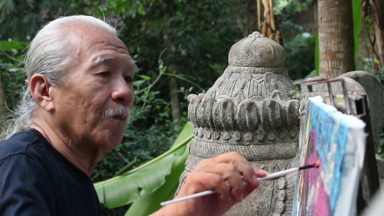 Oil Painting demonstration by Maestro 佛超度病毒肺炎油画 melukis di desa Majaksingi