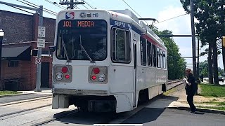 SEPTA Suburban Trolley Lines: Westbound Route 101 Local Trolley Ride from 69th Street to Saxer Ave