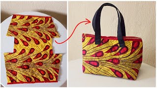 DIY Wide Bottom Tote/Hand bag from one piece of fabric with zip! Quilted