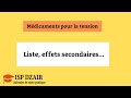 Mdicaments pour la tension    liste effets secondaires