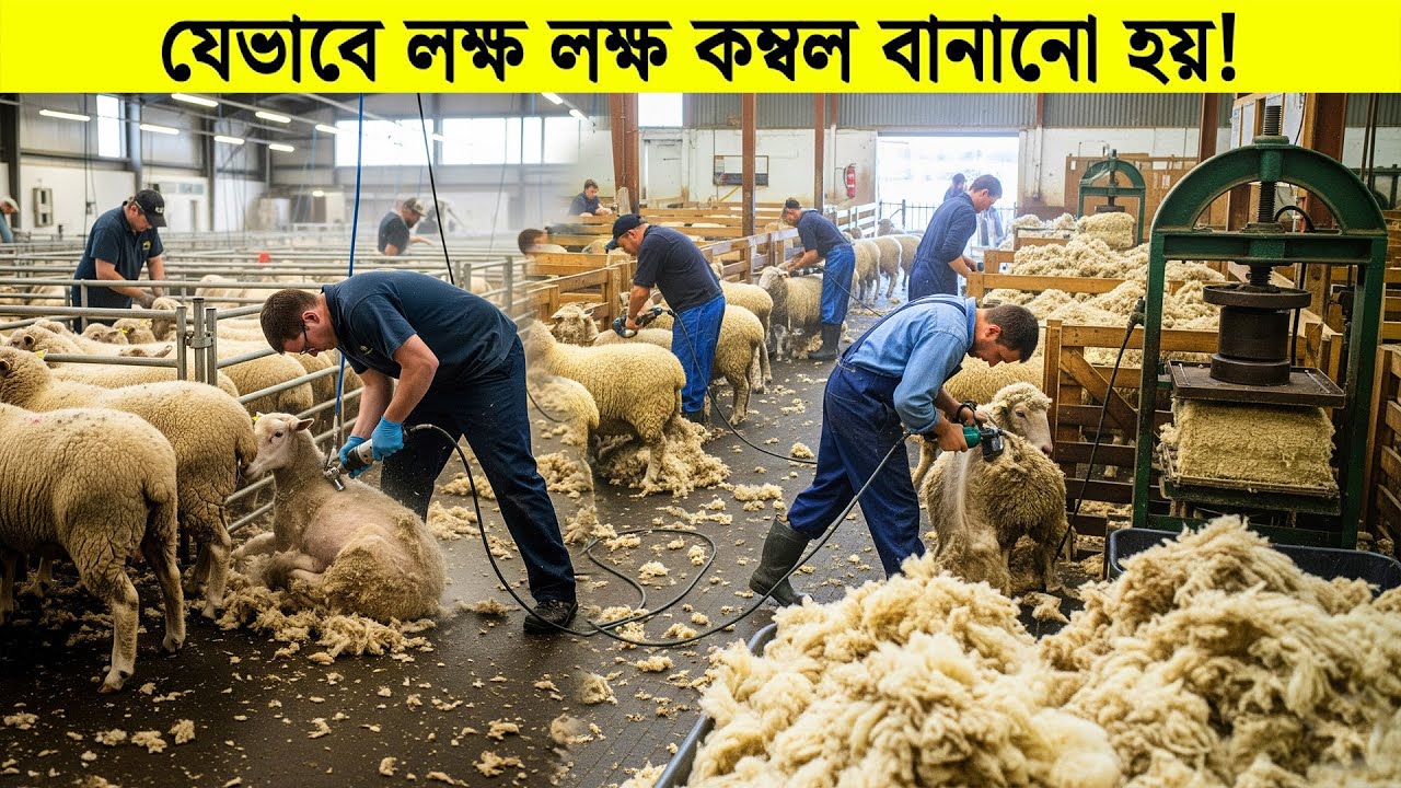 দেখুন ফ্যাক্টরিতে কিভাবে ভেড়ার চামড়া ছাড়িয়ে কম্বল তৈরি করা হয়! Inside Sheep Blanket Factory