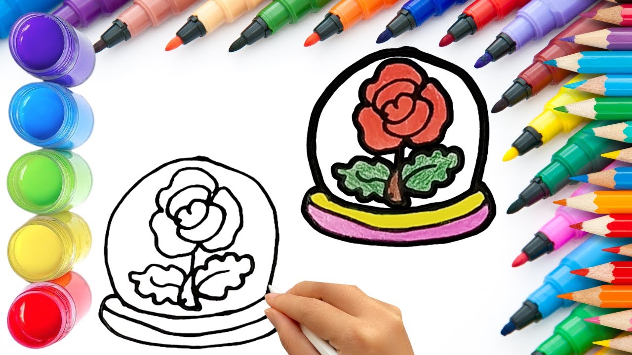 Как нарисовать милую розу. Рисование, раскрашивание и живопись для детей и малышей. Детское искус...