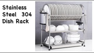 Stainless Steel 304 Dish Rack With Drying Drainer Tray Cutlery Holder Chopstick Cup