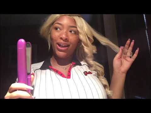 How To Curl Synthetic Wig w. FLAT IRON!!!