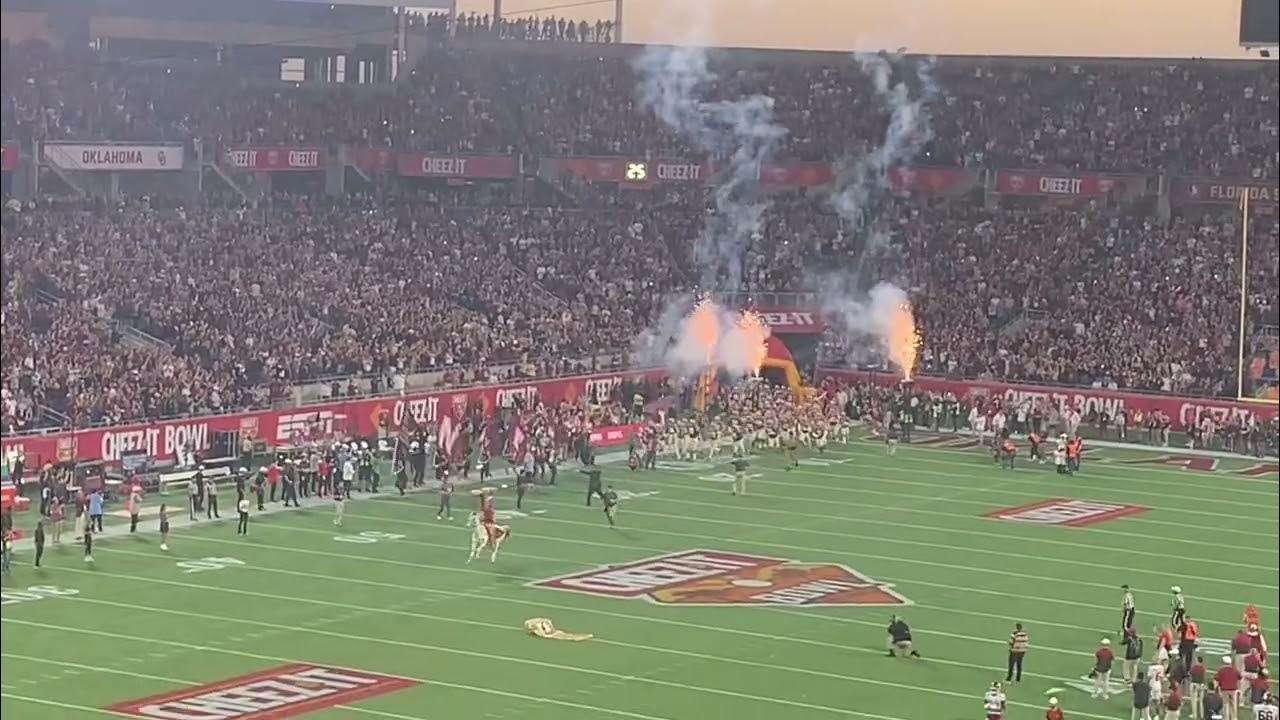 FSU AND OKLAHOMA COMING ON THE FIELD TO START THE CHEEZ IT BOWL 11/29