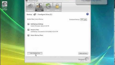 Seagate Manager - Backing Up & Restoring Data_View Backup Log