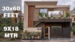 30x60 House Plans 3 BHK | STEPPED TERRACE | SINGLE FLOOR | 9x18 Meters || DV Studio